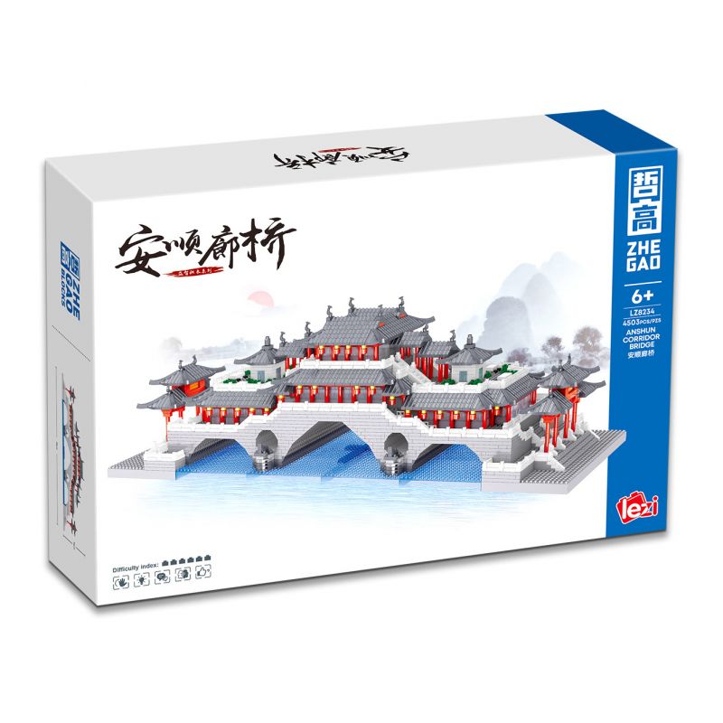ZHEGAO LZ8234 8234 non  CHÙA CẦU AN THUẬN ??? THÀNH ĐÔ TỨ XUYÊN bộ đồ chơi xếp lắp ráp ghép mô hình Creator ANSHUN CORRIDOR BRIDGE Sáng Tạo 4503 khối