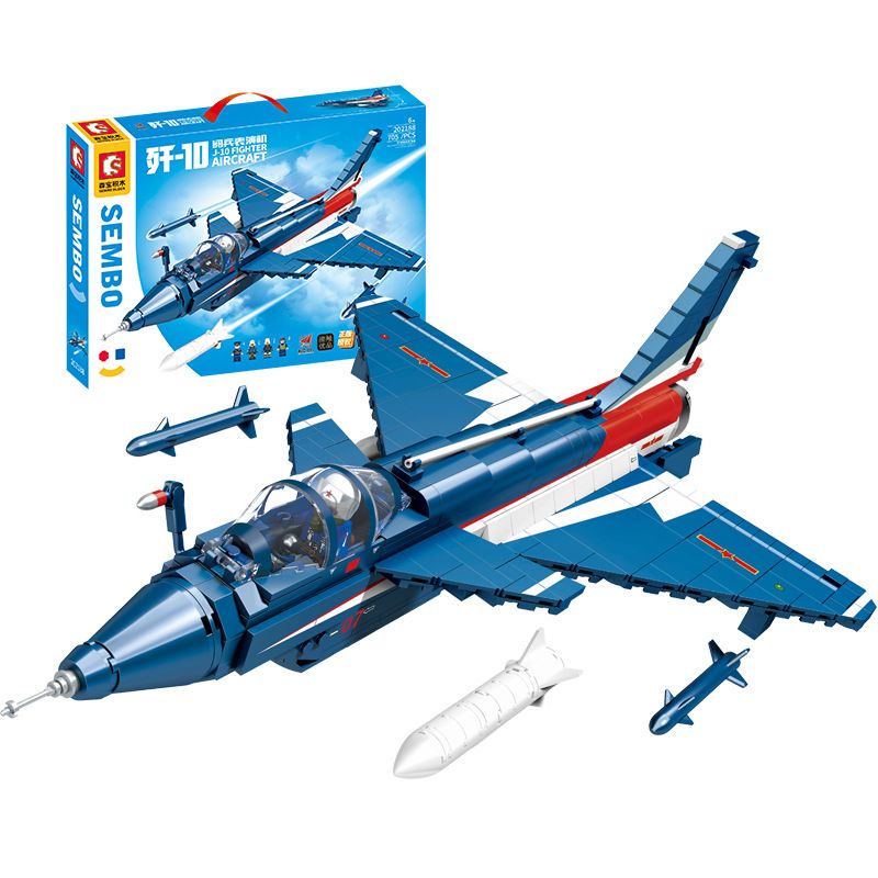 SEMBO 202188 non Lego MÁY BIỂU DIỄN DUYỆT BINH J-10 bộ đồ chơi xếp lắp ráp ghép mô hình Military Army J-10 FIGHTER Quân Sự Bộ Đội 705 khối