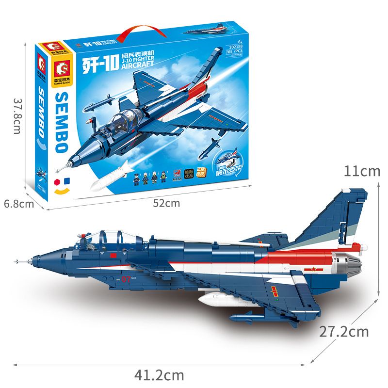 SEMBO 202188 non  MÁY BIỂU DIỄN DUYỆT BINH J-10 bộ đồ chơi xếp lắp ráp ghép mô hình Military Army J-10 FIGHTER Quân Sự Bộ Đội 705 khối