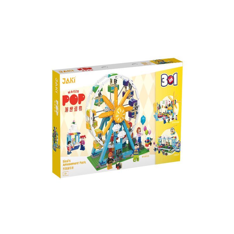 JAKI JK2180 2180 non  CÔNG VIÊN GIẢI TRÍ XIXI VÒNG ĐU QUAY YANGGUAN CẦU VỒNG TÔ CẢN NĂNG ĐỘNG bộ đồ chơi xếp lắp ráp ghép mô hình Creator 3 In 1 Sáng Tạo Với 3 Mẫu
