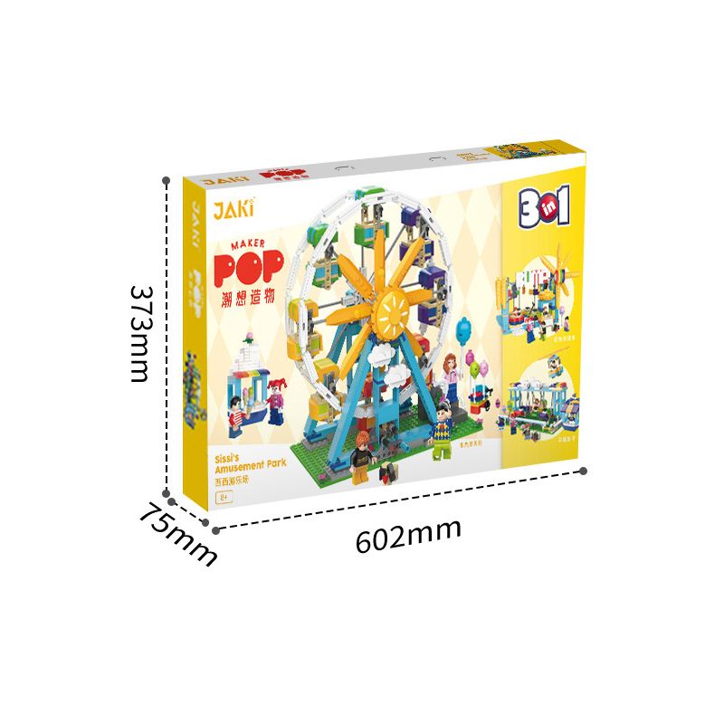 JAKI JK2180 2180 non  CÔNG VIÊN GIẢI TRÍ XIXI VÒNG ĐU QUAY YANGGUAN CẦU VỒNG TÔ CẢN NĂNG ĐỘNG bộ đồ chơi xếp lắp ráp ghép mô hình Creator 3 In 1 Sáng Tạo Với 3 Mẫu