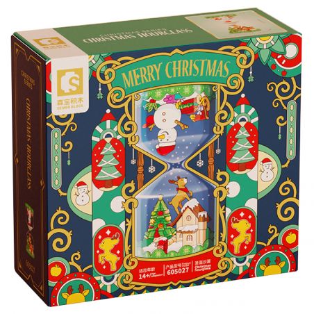 SEMBO 605027 non  ĐỒNG HỒ CÁT GIÁNG SINH bộ đồ chơi xếp lắp ráp ghép mô hình Christmas CHRISTMAS HOURGLASS