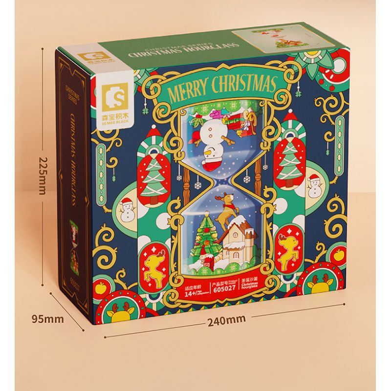 SEMBO 605027 non  ĐỒNG HỒ CÁT GIÁNG SINH bộ đồ chơi xếp lắp ráp ghép mô hình Christmas CHRISTMAS HOURGLASS