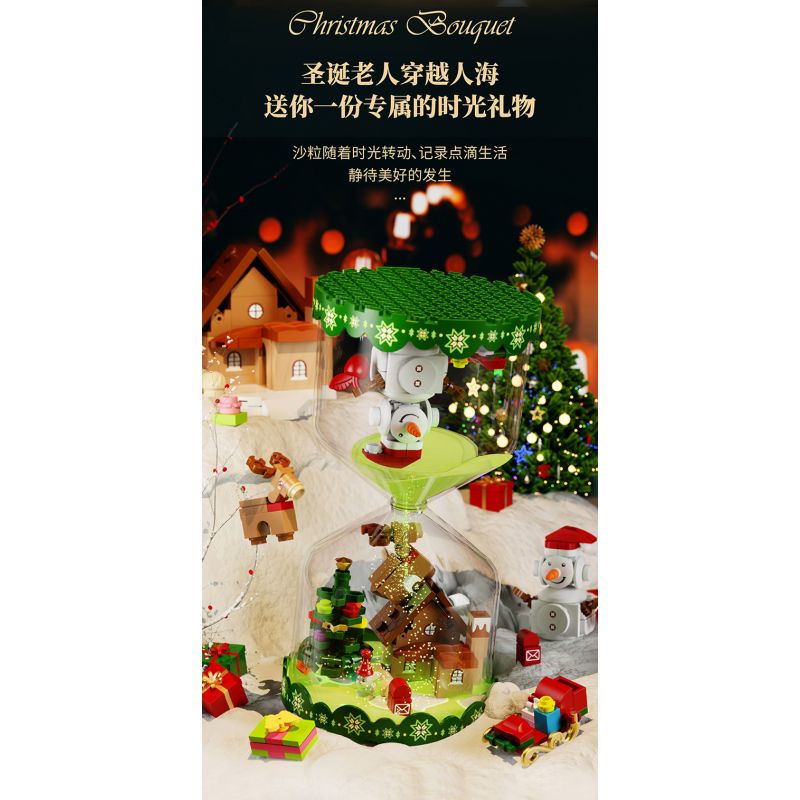 SEMBO 605027 non  ĐỒNG HỒ CÁT GIÁNG SINH bộ đồ chơi xếp lắp ráp ghép mô hình Christmas CHRISTMAS HOURGLASS