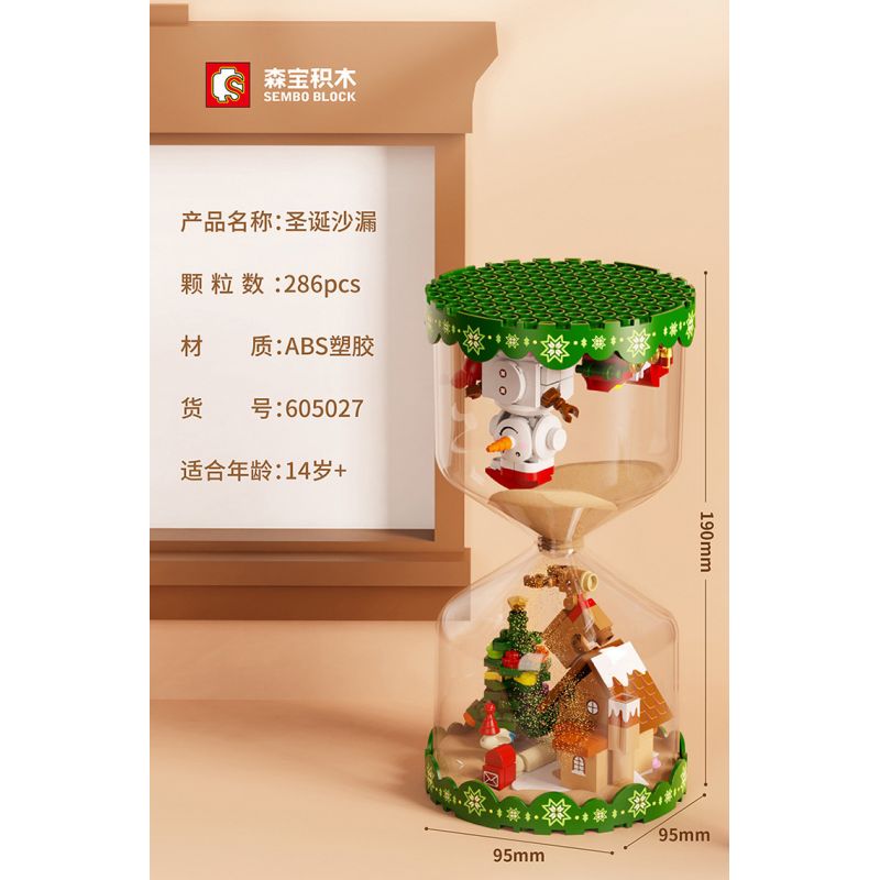 SEMBO 605027 non  ĐỒNG HỒ CÁT GIÁNG SINH bộ đồ chơi xếp lắp ráp ghép mô hình Christmas CHRISTMAS HOURGLASS