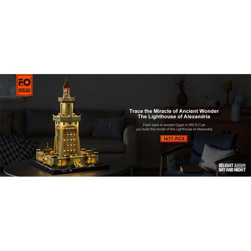 FUNWHOLE F9008 9008 non  NGỌN HẢI ĐĂNG ALEXANDRIA bộ đồ chơi xếp lắp ráp ghép mô hình Creator Expert THE LIGHTHOUSE OF ALEXANDRIA Chuyên Gia Sáng Tạo 1677 khối