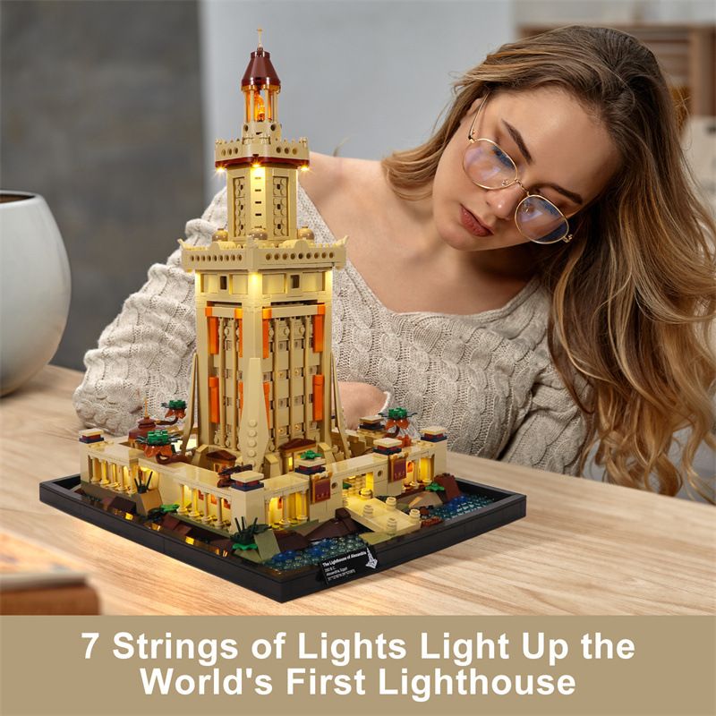 FUNWHOLE F9008 9008 non  NGỌN HẢI ĐĂNG ALEXANDRIA bộ đồ chơi xếp lắp ráp ghép mô hình Creator Expert THE LIGHTHOUSE OF ALEXANDRIA Chuyên Gia Sáng Tạo 1677 khối