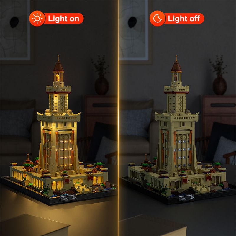 FUNWHOLE F9008 9008 non  NGỌN HẢI ĐĂNG ALEXANDRIA bộ đồ chơi xếp lắp ráp ghép mô hình Creator Expert THE LIGHTHOUSE OF ALEXANDRIA Chuyên Gia Sáng Tạo 1677 khối
