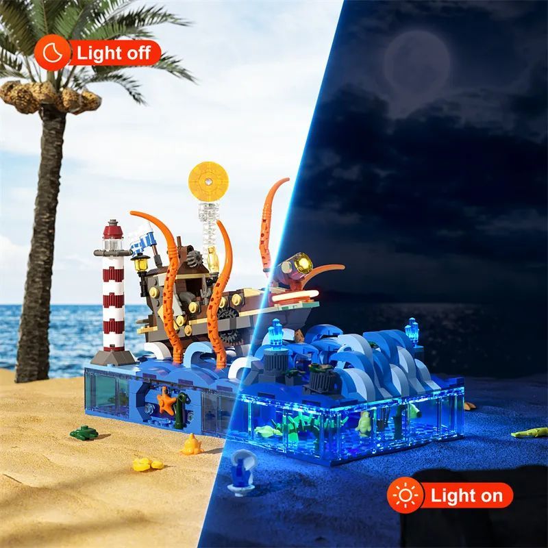 FUNWHOLE FH-9003 9003 FH9003 non  THUYỀN THÁM HIỂM ĐẠI DƯƠNG bộ đồ chơi xếp lắp ráp ghép mô hình Creator Expert OCEAN ADVENTURE SHIP Chuyên Gia Sáng Tạo 824 khối