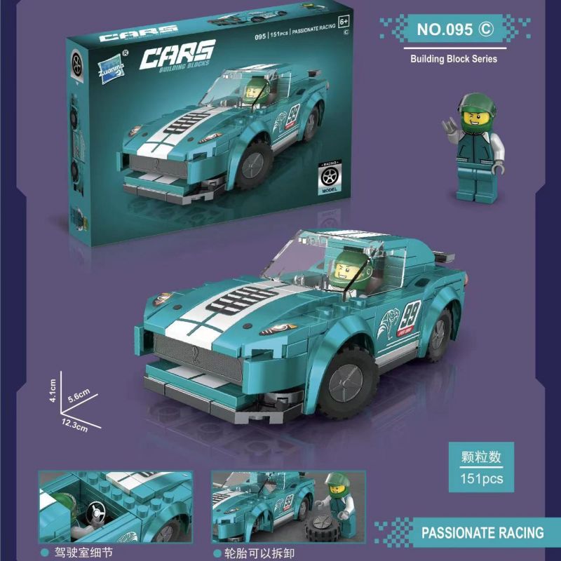 ZUANMA 095C non Lego RẮN HỔ MANG bộ đồ chơi xếp lắp ráp ghép mô hình Speed Champions Racing Cars Đua Xe Công Thức 151 khối