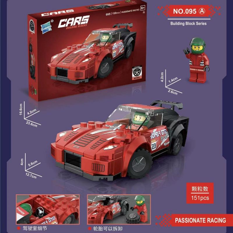 ZUANMA 095A non Lego FERRARI 458 bộ đồ chơi xếp lắp ráp ghép mô hình Speed Champions Racing Cars Đua Xe Công Thức 151 khối
