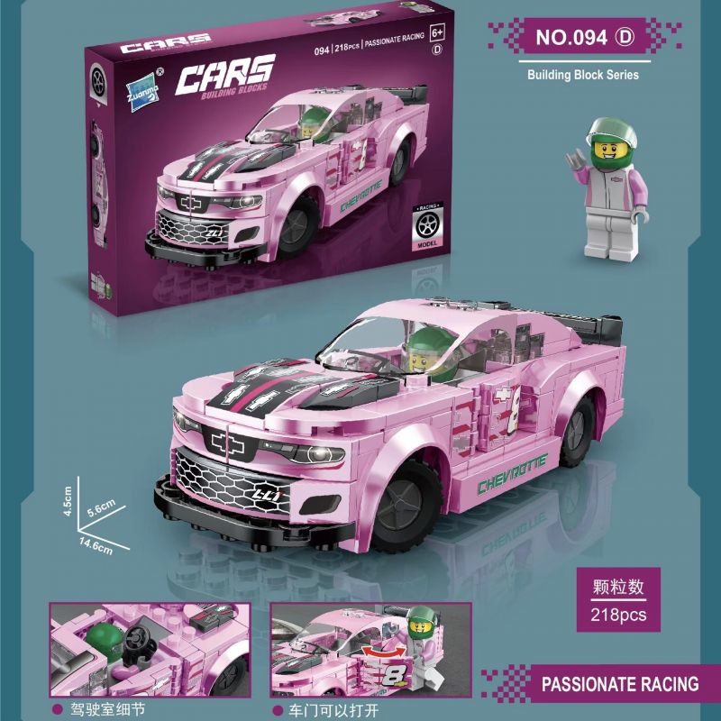 ZUANMA 094D non Lego CHEVROLET bộ đồ chơi xếp lắp ráp ghép mô hình Speed Champions Racing Cars Đua Xe Công Thức 218 khối