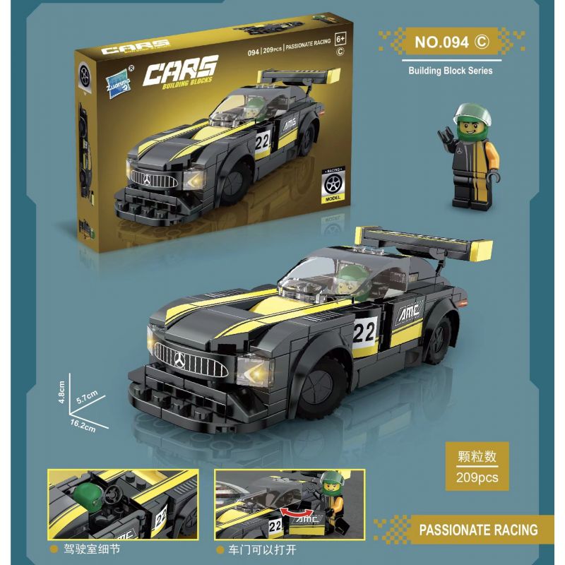 ZUANMA 094C non Lego MERCEDES-BENZ AMG bộ đồ chơi xếp lắp ráp ghép mô hình Speed Champions Racing Cars Đua Xe Công Thức 209 khối