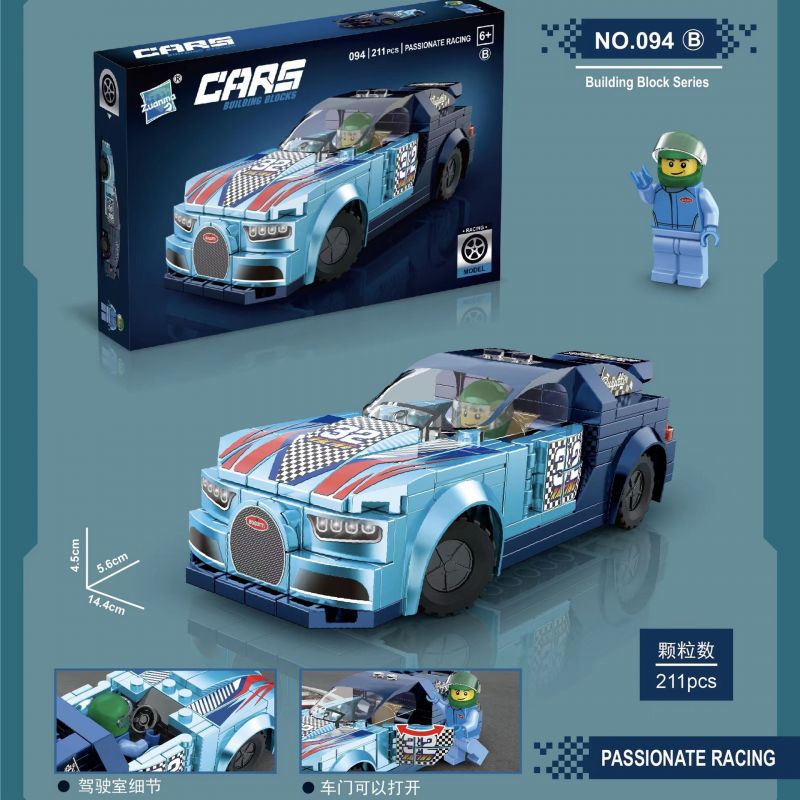 ZUANMA 094B non Lego SIÊU XE BUGATTI bộ đồ chơi xếp lắp ráp ghép mô hình Speed Champions Racing Cars Đua Xe Công Thức 211 khối