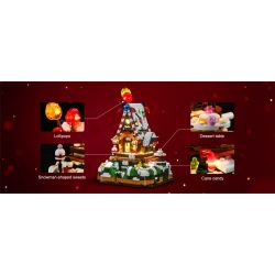 FUNWHOLE F9009 9009 non  NHÀ KẸO bộ đồ chơi xếp lắp ráp ghép mô hình Christmas Giáng Sinh 986 khối