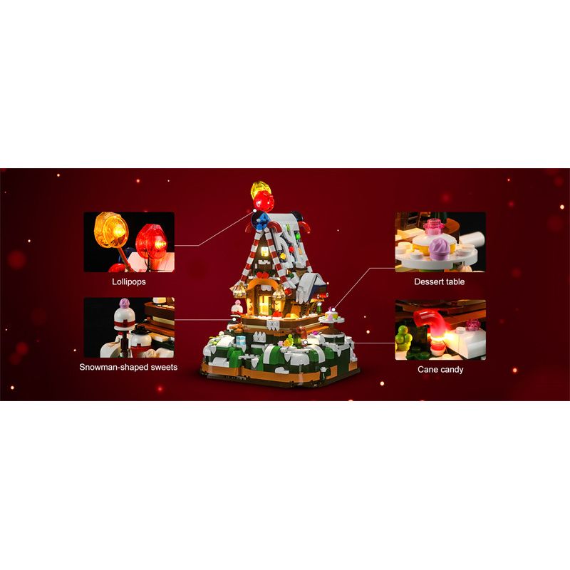 FUNWHOLE F9009 9009 non  NHÀ KẸO bộ đồ chơi xếp lắp ráp ghép mô hình Christmas Giáng Sinh 986 khối