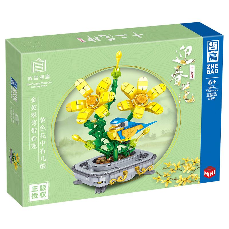 ZHEGAO 01024 non Lego HOA NHÀI MÙA ĐÔNG bộ đồ chơi xếp lắp ráp ghép mô hình WINTER JASMINE 597 khối