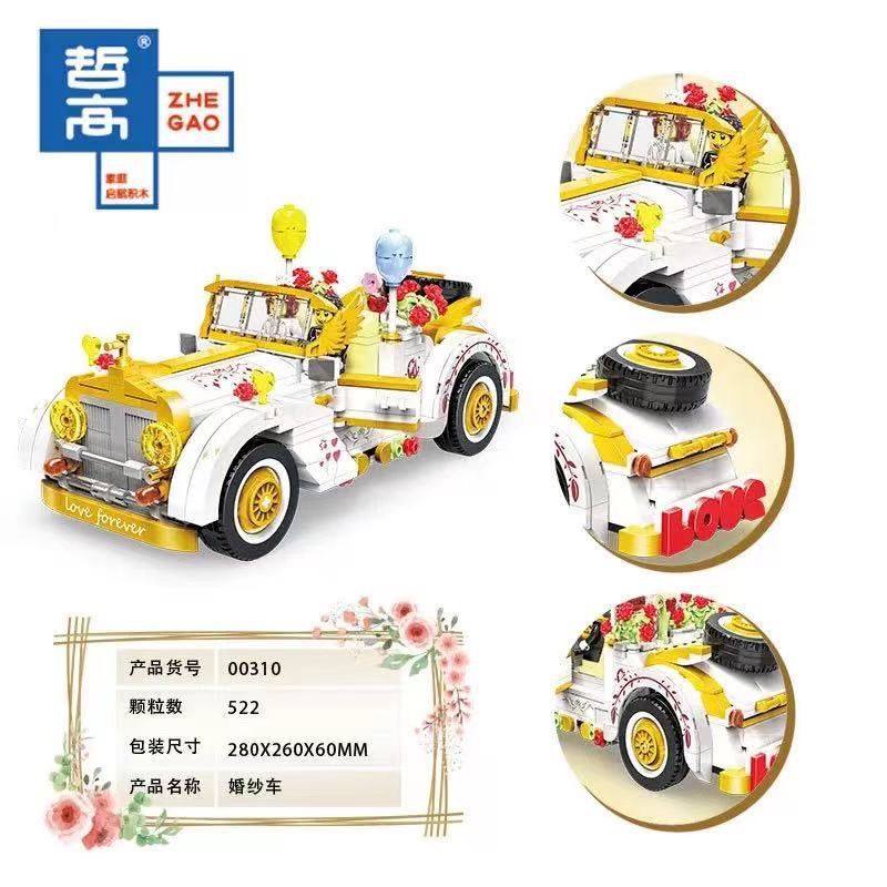 ZHEGAO 00310 non  XE CƯỚI bộ đồ chơi xếp lắp ráp ghép mô hình Creator Sáng Tạo 522 khối