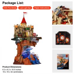 FUNWHOLE F9005 9005 non  LÂU ĐÀI VÁCH ĐÁ bộ đồ chơi xếp lắp ráp ghép mô hình Medieval Castle CASTLE ON THE CLIFF Chiến Tranh Trung Cổ 1044 khối