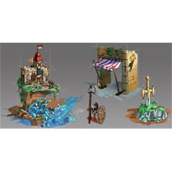 FUNWHOLE F9005 9005 non  LÂU ĐÀI VÁCH ĐÁ bộ đồ chơi xếp lắp ráp ghép mô hình Medieval Castle CASTLE ON THE CLIFF Chiến Tranh Trung Cổ 1044 khối