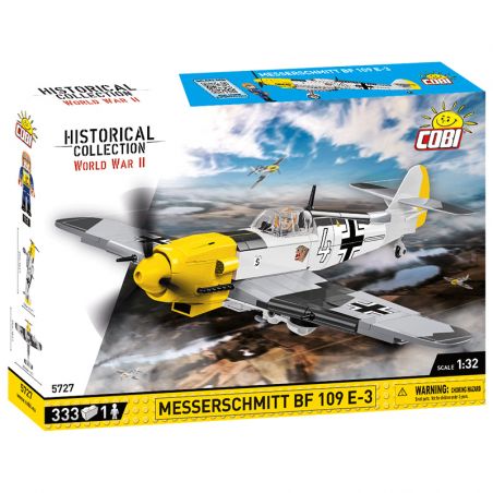 COBI CHARACTER BUILDING 5727 non  MÁY BAY CHIẾN ĐẤU MESSERSCHMITT BF109E3 tỷ lệ 1:32 bộ đồ chơi xếp lắp ráp ghép mô hình Military Army MESSERSCHMITT BF 109 E-3 Quân Sự Bộ Đội 333 khối