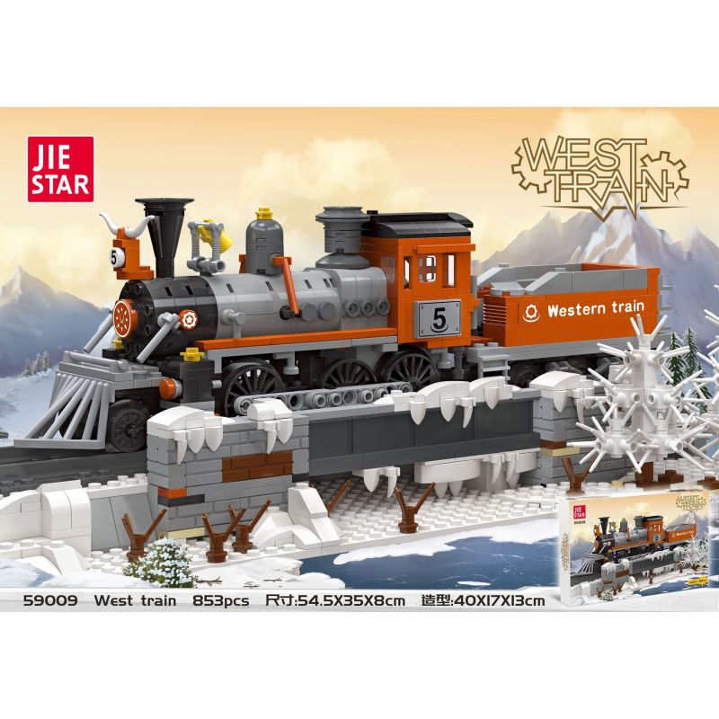 JIESTAR 59009 non Lego TÀU PHÍA TÂY bộ đồ chơi xếp lắp ráp ghép mô hình Creator Expert WEST TRAIN Chuyên Gia Sáng Tạo 853 khối