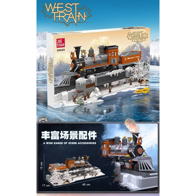 JIESTAR 59009 non  TÀU PHÍA TÂY bộ đồ chơi xếp lắp ráp ghép mô hình Creator Expert WEST TRAIN Chuyên Gia Sáng Tạo 853 khối