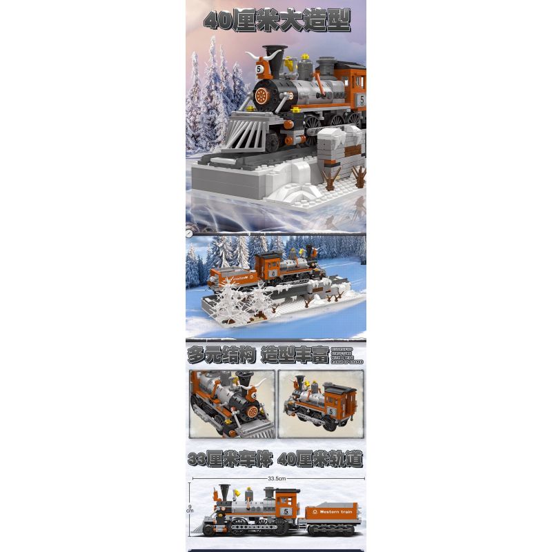 JIESTAR 59009 non  TÀU PHÍA TÂY bộ đồ chơi xếp lắp ráp ghép mô hình Creator Expert WEST TRAIN Chuyên Gia Sáng Tạo 853 khối