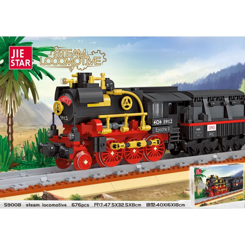 JIESTAR 59008 non  TÀU CHẠY BẰNG HƠI NƯỚC bộ đồ chơi xếp lắp ráp ghép mô hình Creator Expert STEAM LOCOMOTIVE Chuyên Gia Sáng Tạo 676 khối