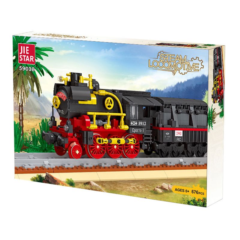 JIESTAR 59008 non  TÀU CHẠY BẰNG HƠI NƯỚC bộ đồ chơi xếp lắp ráp ghép mô hình Creator Expert STEAM LOCOMOTIVE Chuyên Gia Sáng Tạo 676 khối