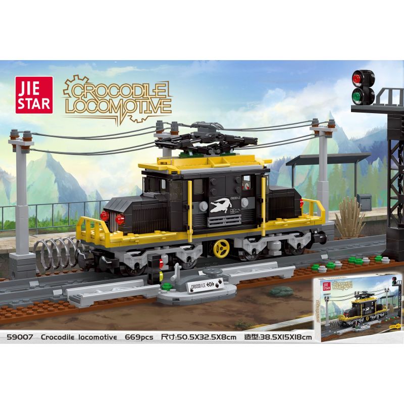 JIESTAR 59007 non  TÀU CÁ SẤU bộ đồ chơi xếp lắp ráp ghép mô hình Creator Expert CROCODILE LOCOMOTIVE Chuyên Gia Sáng Tạo 669 khối