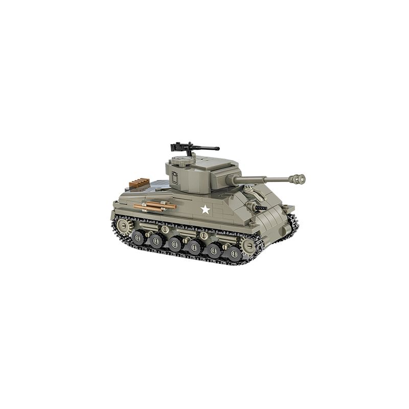 COBI CHARACTER BUILDING 2711 non Lego XE TĂNG SHERMAN M4A3E8 tỷ lệ 1:48 bộ đồ chơi xếp lắp ráp ghép mô hình Military Army M4A3E8 SHERMAN Quân Sự Bộ Đội 320 khối