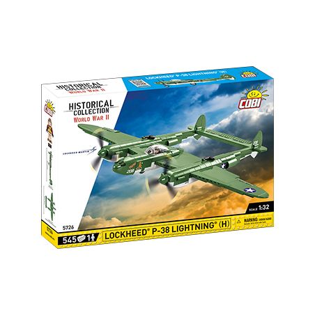 COBI CHARACTER BUILDING 5726 non  MÁY BAY CHIẾN ĐẤU LOCKHEED P-38 CỦA MỸ tỷ lệ 1:32 bộ đồ chơi xếp lắp ráp ghép mô hình Military Army LOCKHEED P-38 LIGHTNING Quân Sự Bộ Đội 545 khối
