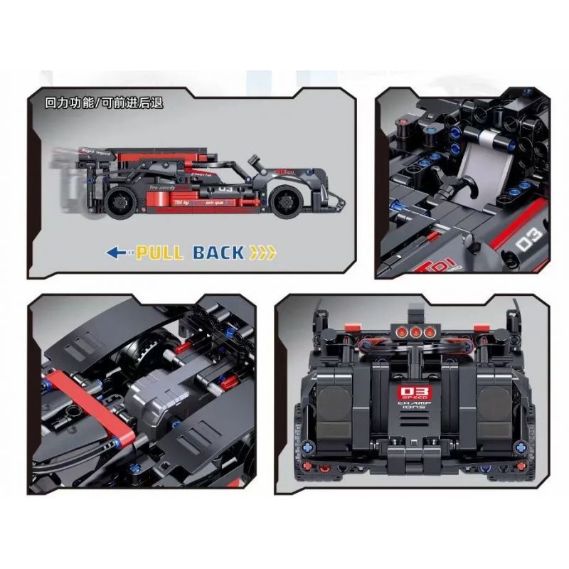 ZHEGAO QL1249 1249 non  XE THỂ THAO AUDI R18 LÙI bộ đồ chơi xếp lắp ráp ghép mô hình  Kỹ Thuật Công Nghệ Cao Mô Hình Phương Tiện 586 khối