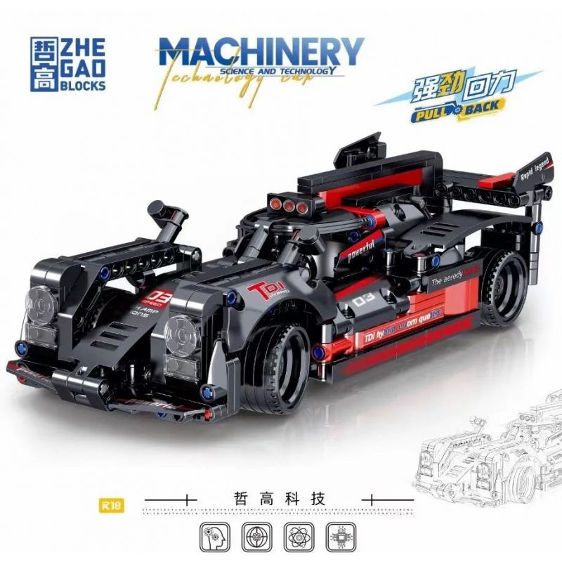 ZHEGAO QL1249 1249 non  XE THỂ THAO AUDI R18 LÙI bộ đồ chơi xếp lắp ráp ghép mô hình  Kỹ Thuật Công Nghệ Cao Mô Hình Phương Tiện 586 khối