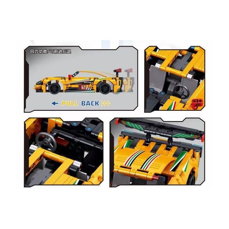 ZHEGAO QL1247 1247 non  XE THỂ THAO CORVETTE C7 LÙI bộ đồ chơi xếp lắp ráp ghép mô hình  Kỹ Thuật Công Nghệ Cao Mô Hình Phương Tiện 617 khối