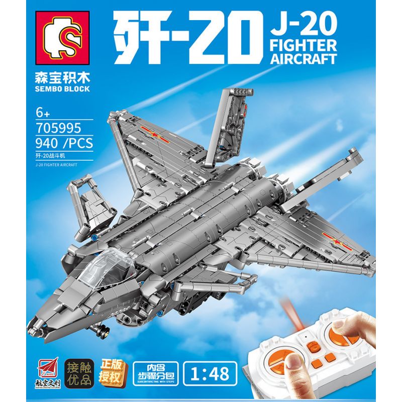 SEMBO 705995 non  MÁY BAY CHIẾN ĐẤU J-20 tỷ lệ 1:48 bộ đồ chơi xếp lắp ráp ghép mô hình  J-20 FIGHTER AIRCRAFT Kỹ Thuật Công Nghệ Cao Mô Hình Phương Tiện 940 khối