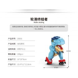 ACHKO 20031 non  KẺ HỦY DIỆT CON LĂN bộ đồ chơi xếp lắp ráp ghép mô hình DINOSAUR ROLLER SKATING 200 khối