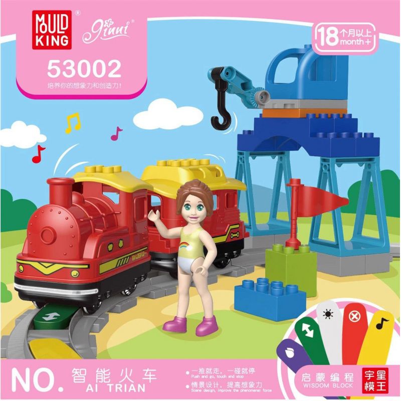 MouldKing 53002 Mould King 53002 non  TÀU THÔNG MINH MÀU ĐỎ bộ đồ chơi xếp lắp ráp ghép mô hình Pre-School AI TRIAN Mẫu Giáo