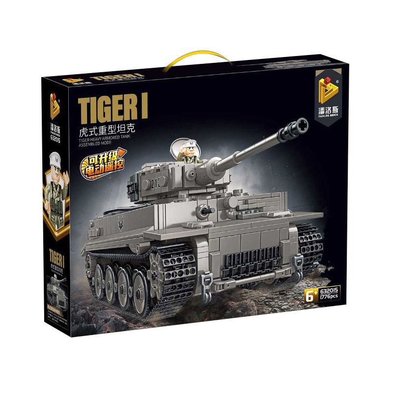 PanlosBrick 632015 Panlos Brick 632015 non  XE TĂNG HẠNG NẶNG HỔ bộ đồ chơi xếp lắp ráp ghép mô hình Military Army TIGER Quân Sự Bộ Đội 1776 khối