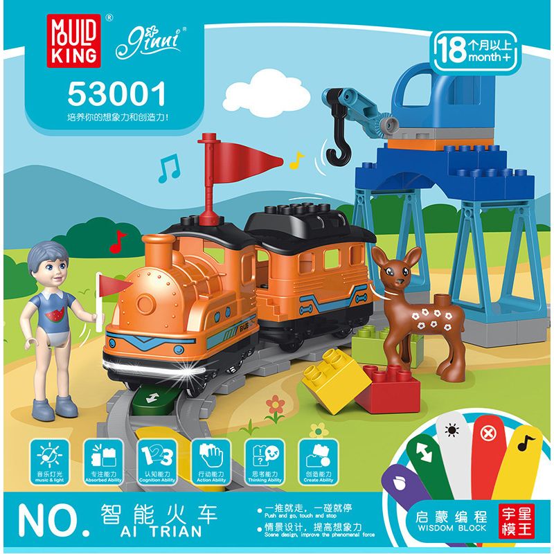 MouldKing 53001 Mould King 53001 non  TÀU THÔNG MINH MÀU CAM bộ đồ chơi xếp lắp ráp ghép mô hình Pre-School AI TRIAN Mẫu Giáo