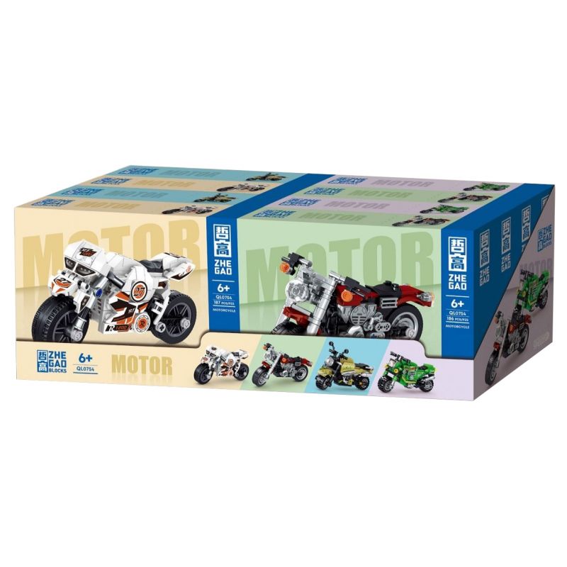 ZHEGAO QL0754 0754 non Lego 4 XE MÁY bộ đồ chơi xếp lắp ráp ghép mô hình Motorcycle Motorbike Xe Hai Bánh 722 khối