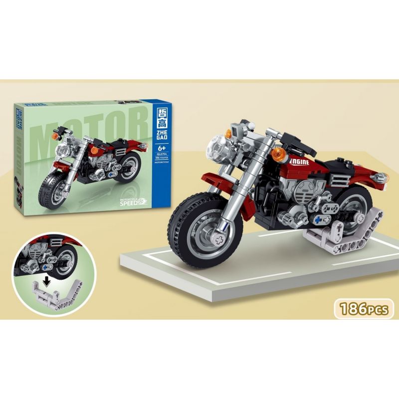 ZHEGAO QL0754 0754 non  4 XE MÁY bộ đồ chơi xếp lắp ráp ghép mô hình Motorcycle Motorbike Xe Hai Bánh 722 khối