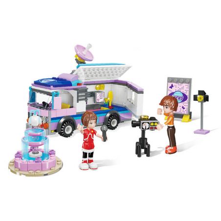 JIESTAR 20374 non  XE PHÁT TIN TỨC bộ đồ chơi xếp lắp ráp ghép mô hình Oriental Keer Modern Academy NEWS TRUCK 296 khối