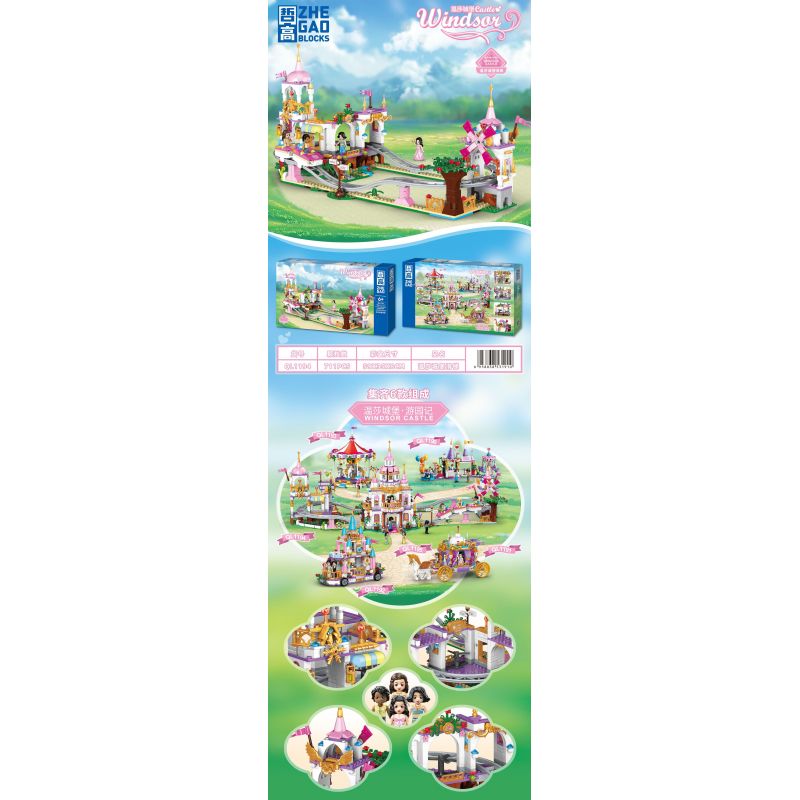 ZHEGAO QL1194 1194 non  ĐƯỜNG TRƯỢT LÂU ĐÀI WINDSOR bộ đồ chơi xếp lắp ráp ghép mô hình Girl WINDSOR CASTLE Con Gái 711 khối