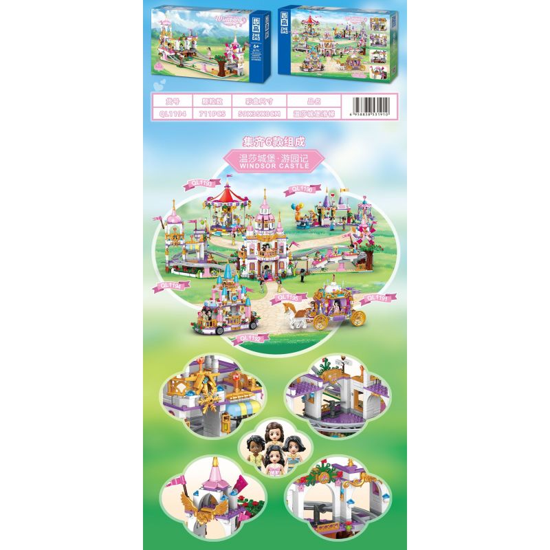 ZHEGAO QL1194 1194 non  ĐƯỜNG TRƯỢT LÂU ĐÀI WINDSOR bộ đồ chơi xếp lắp ráp ghép mô hình Girl WINDSOR CASTLE Con Gái 711 khối
