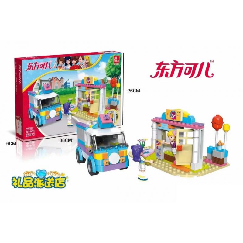 JIESTAR 20372 non  CỬA HÀNG GIAO QUÀ bộ đồ chơi xếp lắp ráp ghép mô hình Oriental Keer Modern Academy GIFT DELIVERY VEHICLE 261 khối