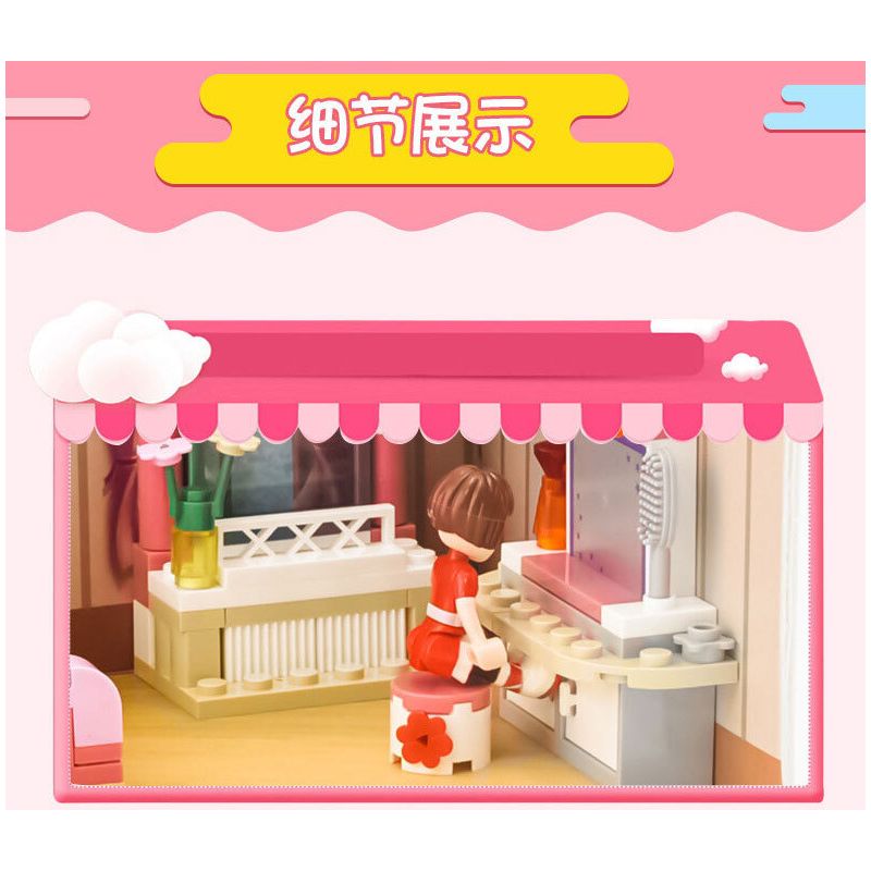 JIESTAR 20367 non  PHÒNG NGỦ KERR bộ đồ chơi xếp lắp ráp ghép mô hình Oriental Keer Modern Academy 142 khối