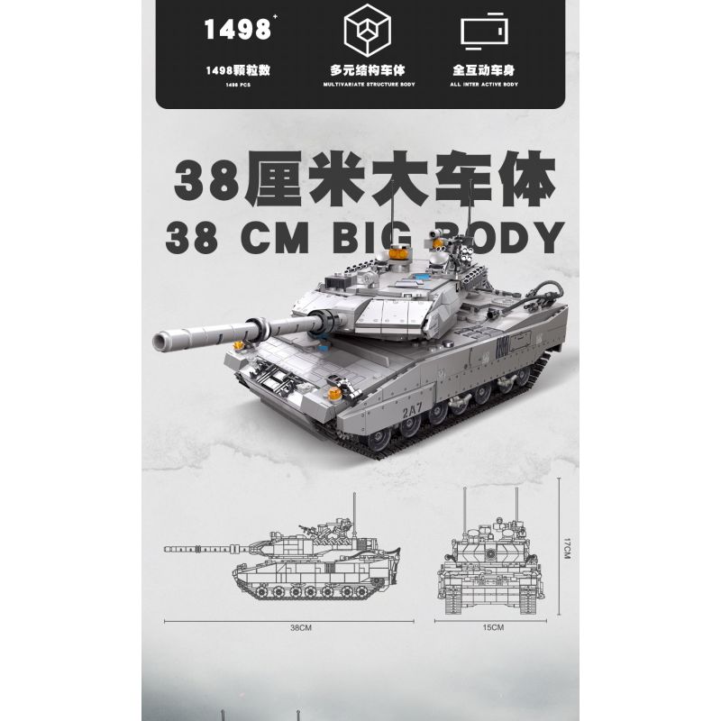 JIESTAR 61036 non  XE TĂNG PANTHER bộ đồ chơi xếp lắp ráp ghép mô hình LEOPARD 2A7 1498 khối