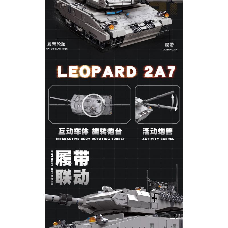 JIESTAR 61036 non  XE TĂNG PANTHER bộ đồ chơi xếp lắp ráp ghép mô hình LEOPARD 2A7 1498 khối